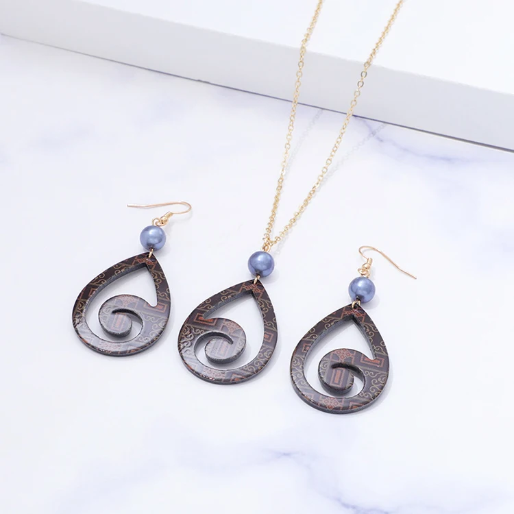 Hawaiian tropical ethnic style suit series fashion color drop flower acrylic earrings necklace for women