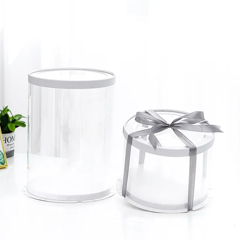 Custom logo/size food grade transparent4 6 8 10  inch  round  pet pvc cake plastic packaging boxes with lid