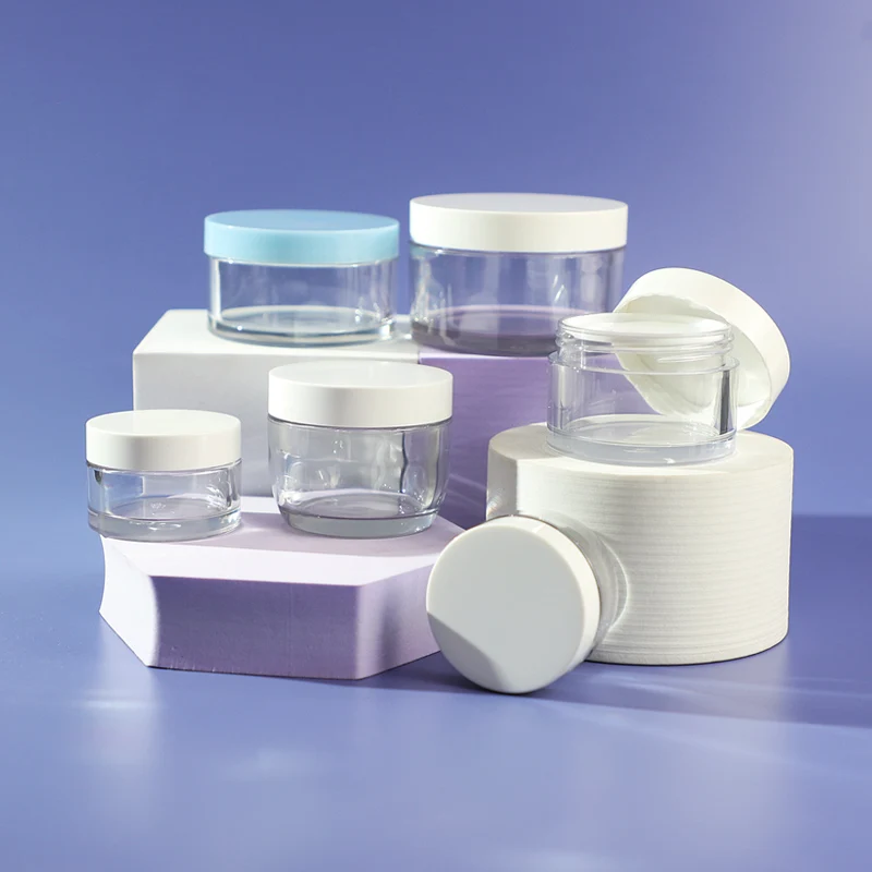 Empty 8oz Thick Wall PET Plastic clear cosmetic jar with lid for cream skin care packaging container