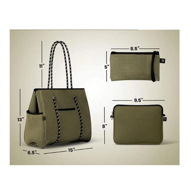 3 неопреновые пляжные сумки-тоут через плечо с стильным сумочкой и ремешком на руку Новое поступление 2021