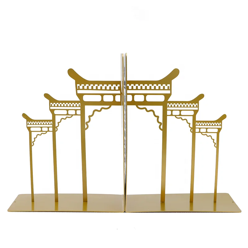 Custom chinese style design Not Rusty High quality decorative metal book ends gold bookend