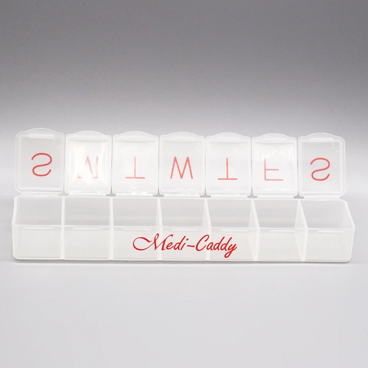 Custom Organizer Portable Small Medicine Pillbox Transparent Reminder Pill Box With 7 Day