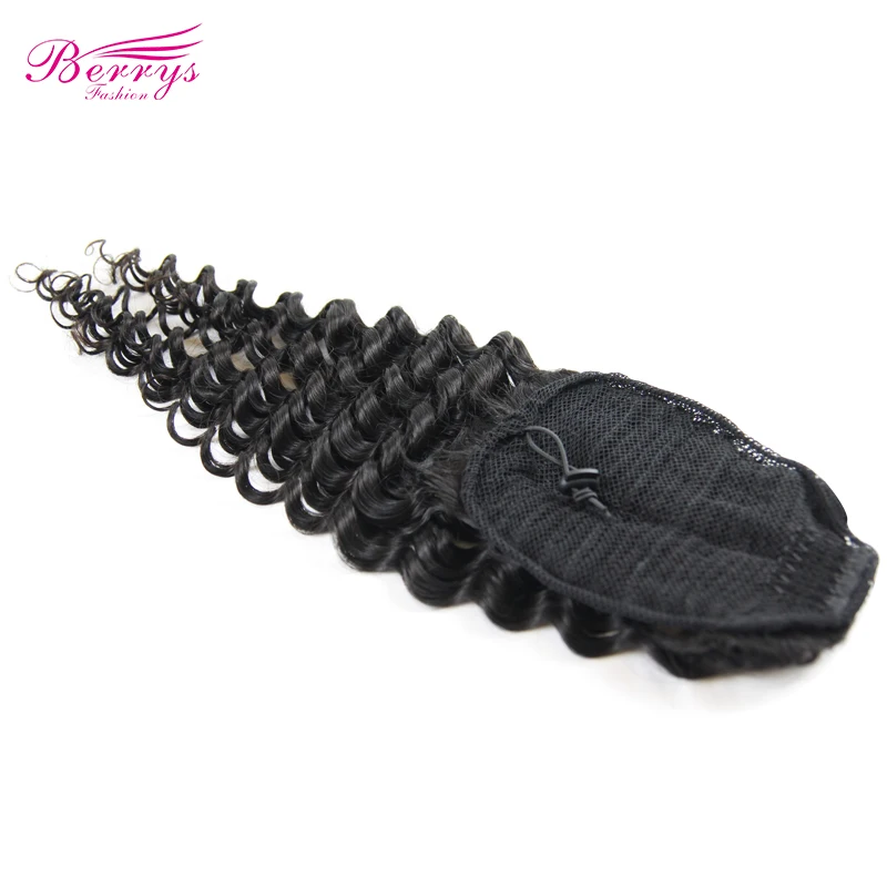 
Easy to Wear Ponytails Hair Extensions with Clips Natural Virgin Brazilian Hair Deep Curly Human Hair Ponytails 