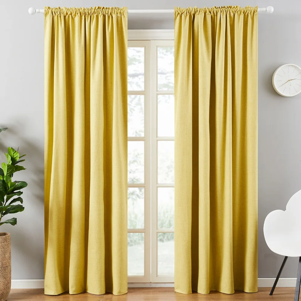 Modern Minimalist Coating Color Linen Hotel Bedroom Heat Insulation And Sun Protection Full Blackout Curtains