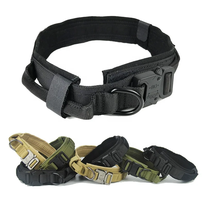 
Adjustable Military Nylon Heavy Duty Quick Release Tactical Dog Training Collar with Control Handle and Metal buckle  (62339049878)