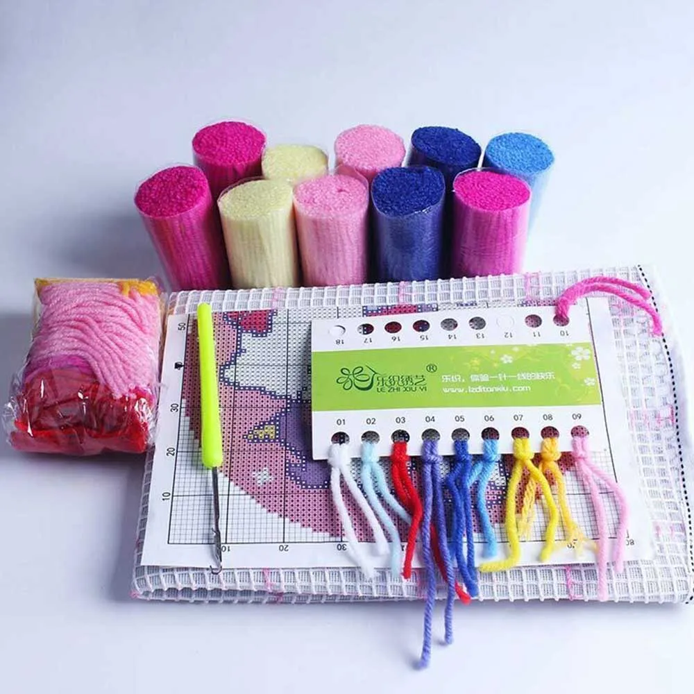 
UK Latch Hook Rug Kit DIY Mat Needlework Yarn Cushion Embroidery Home Decor 1Pc 