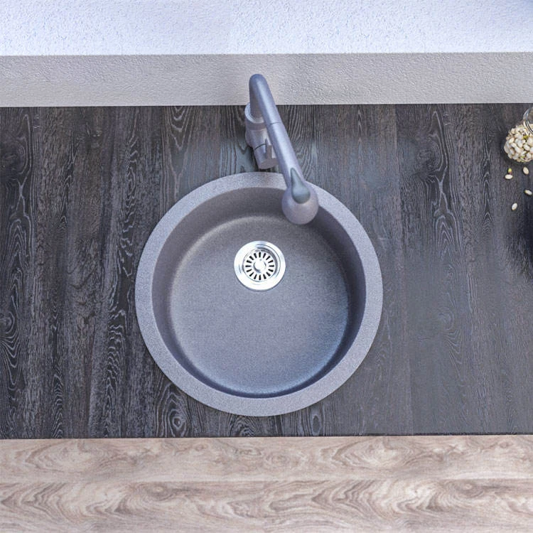 Современная цветная кухонная раковина с кварцевым камнем для умывальника оптовая цена одна чаша круглая