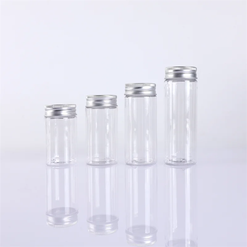 wholesale empty transparent pet plastic cosmetic custom skin cream jar with white lid