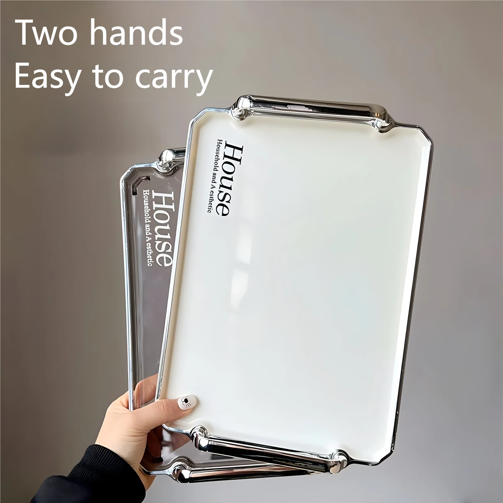 Light luxury tray rectangular new home plate snack fruit tray water cup tea cup tray