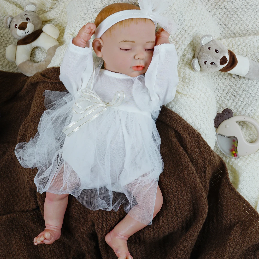 Factory Cheap 17 Inch Handmade Realistic Full Soft Body Lifelike Cute Newborn Sleeping Reborn Baby Dolls