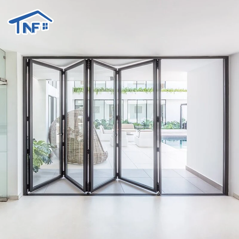 NF Usa commercial residential lowes glass outdoor transparent long aluminum bi folding accordion bifold door