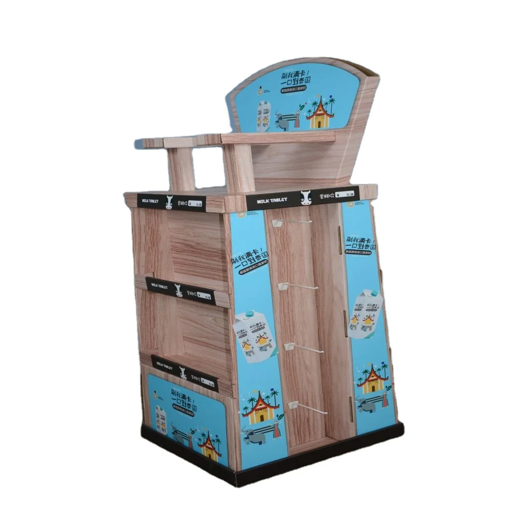 Custom 4 Side Retail Cardboard Corrugated Floor Display Rack Stand Paper Display Box
