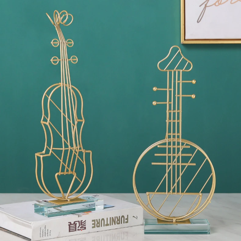 miknow metal violin lute musical instrument gold decor