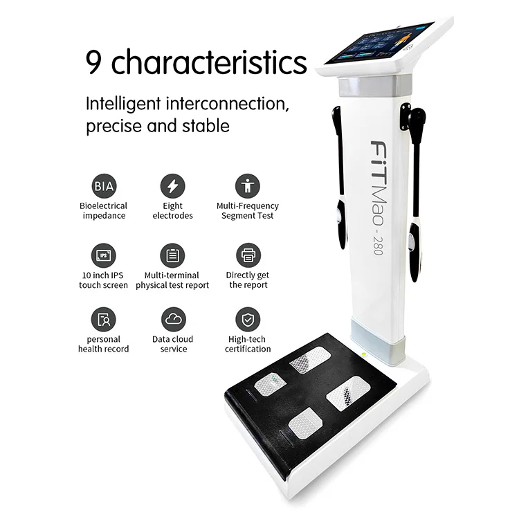 Eight electrodes gym use Pharmacy Health Fat Measurement Analyzer Standing Weighing Electronic Height Weight Measuring Scale