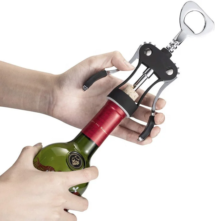 Professional zinc alloy premium wine beer bottle opener zinc alloy wing corkscrew