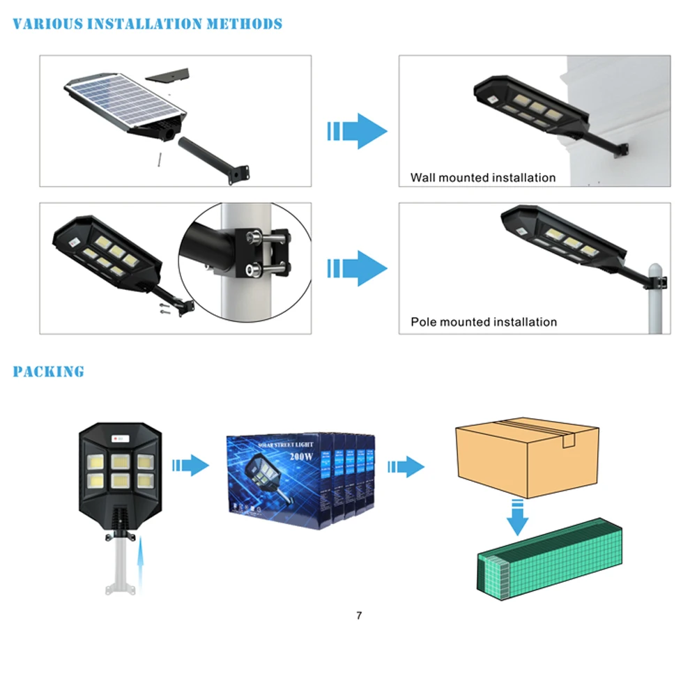 ABS Material 200W 400W One-piece Road Outdoor Waterproof Solar LED Street Light Three Side Lighting Solar Street Lights