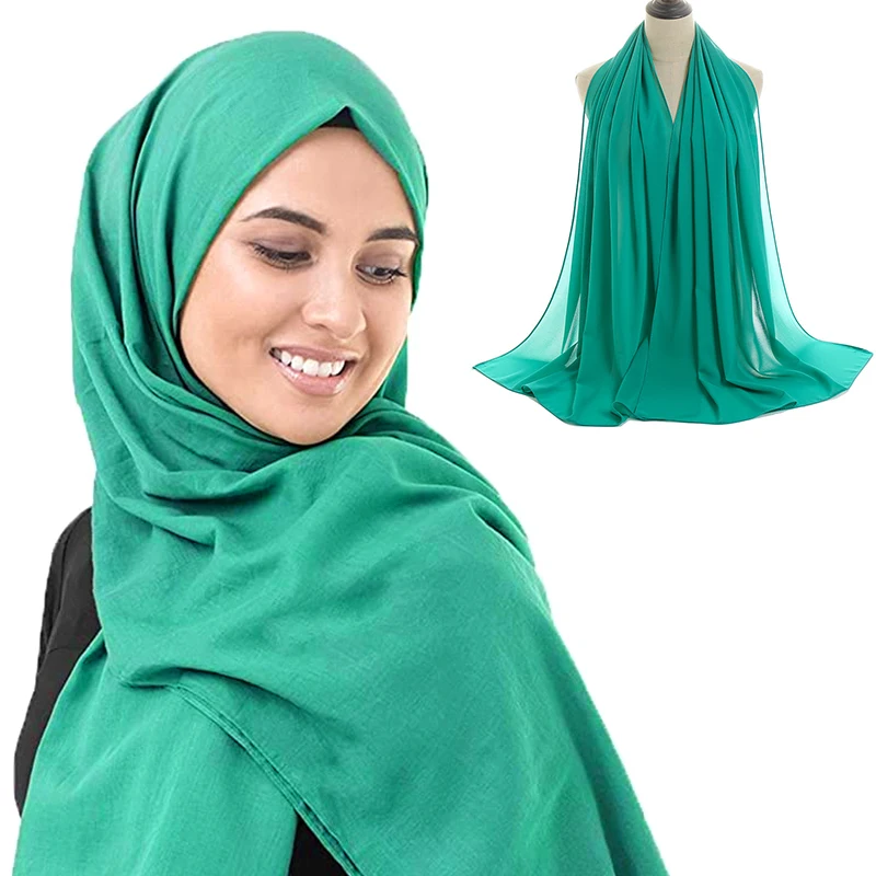 Plain Bubble Chiffon Scarf Luxury Hijab Accessories for Hijab Headband Muslim Spring Shawls