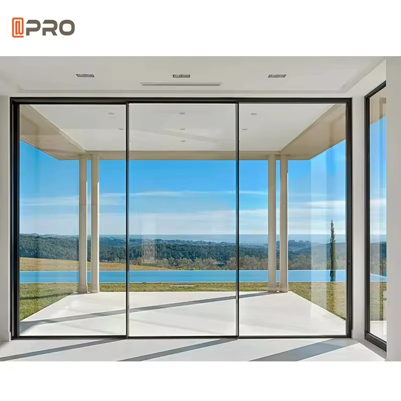 Aluminum Automatic Slide Doors Soundproof Sensor Interior Noiseless Automatic Aluminum Sliding Glass Patio Doors