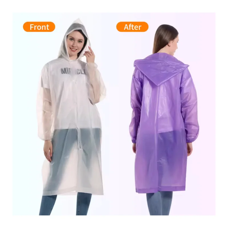 Factory Customize Logo Print Recycled Rain Poncho Reusable Pink Rain Coat Rain Jacket Waterproof Poncho Raincoat For Women