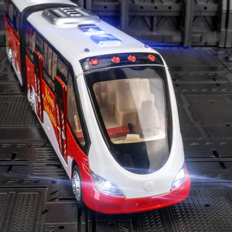 Children Diecast Metal Model Two-Day Bus CarToy Alloy Double Deck Return Force Bus Model Toy With Light and Sounds