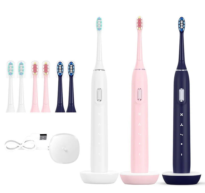 Pressure Sensor Turn On Toothbrush 4 Pack Brush Head Ipx8 Touch Control Sonic Electric Toothbrush With Travel Case