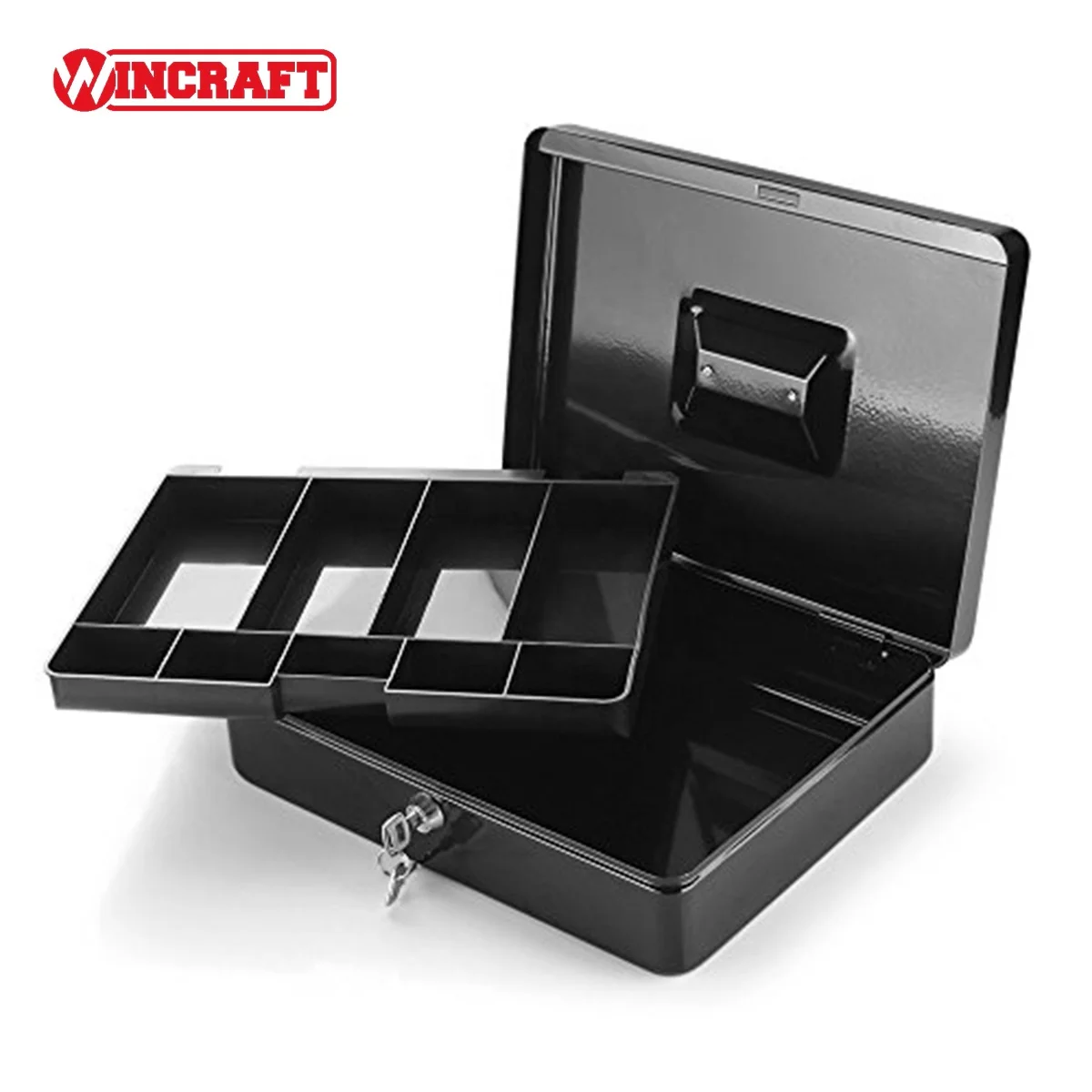 Portable Safety Lock Boxes Steel Small Safe Suitcase High Quality   Removable Cash Tray With Compartments Cash Storage Box