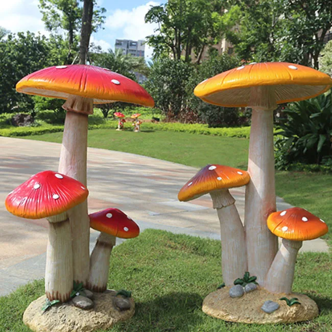 Custom pop resin art sculpture Outdoor ornamental landscape sculpture Kindergarten outdoor decoration simulation mushroom