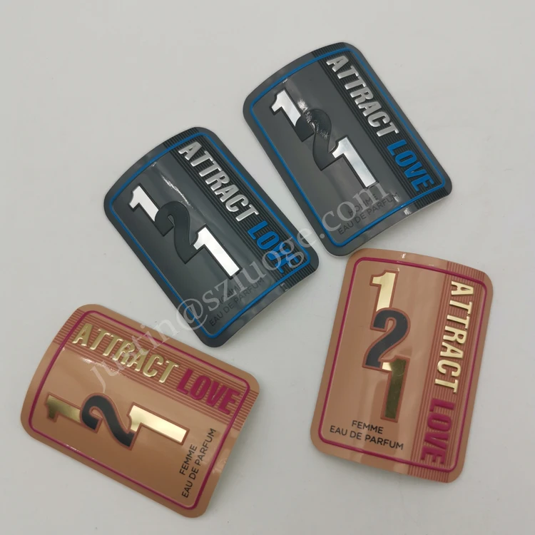 custom permanent waterproof 3d aluminium label stickers for perfume bottle luxury self adhesive printing brand metal logo