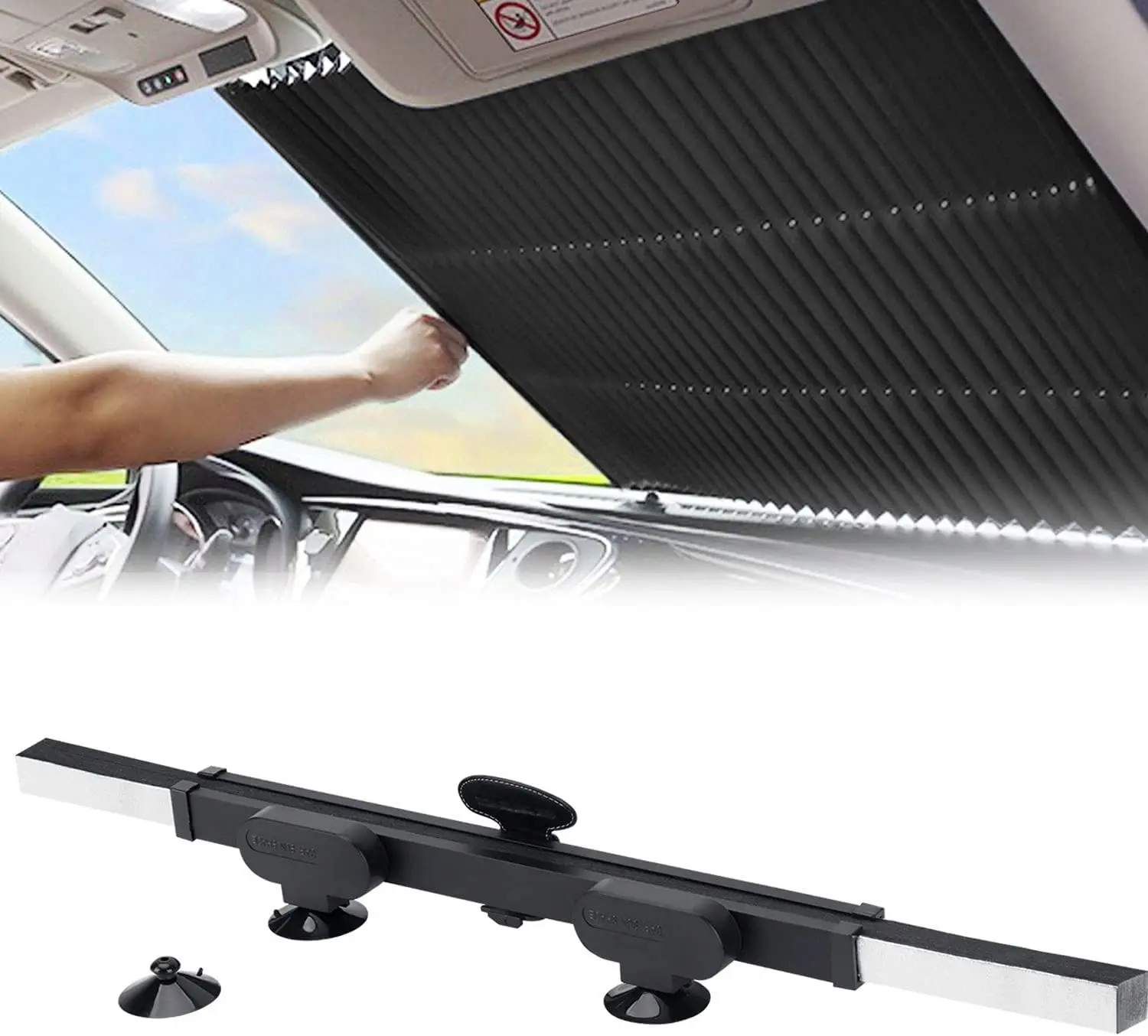 Retractable Easy Use Car SUV Truck Front Windshield With Suction Cups UV Reflector Sun Shade Retractable Car Sunshade Covers