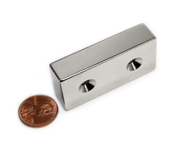 N52 super permanent strong magnet ndfeb sheet magnet rare earth rectangular countersunk hole neodymium magnet block