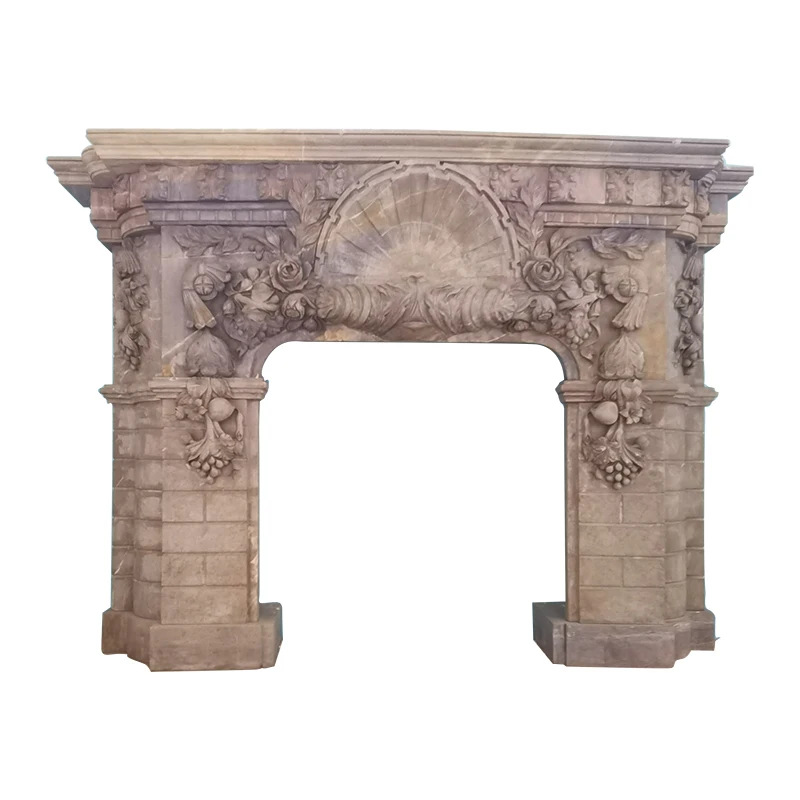 Modern Luxury Roman Statue Style Hand Carved White Marble Fireplace for Indoor Decoration