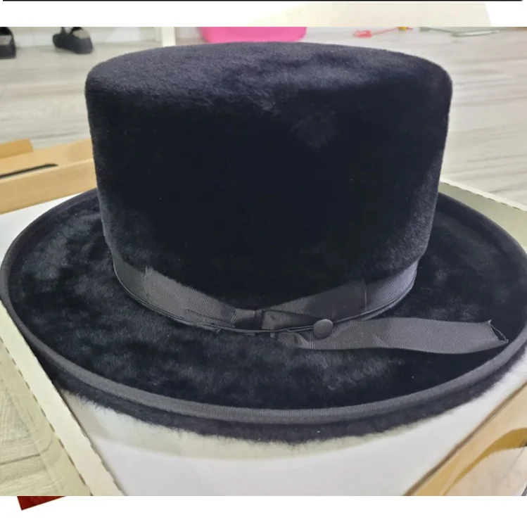 R2001 Wholesale Rabbit Fur Jewish Fedora Hats Adult Rabbit hair Fedora Hat Gentleman Adjust Size Caps