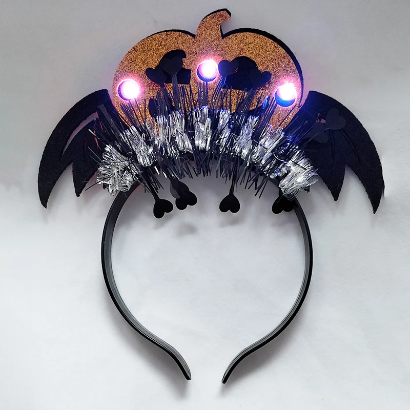 New Halloween hat Headband LED Flashing Pumpkin Witch Hat devil horns Headwear for Festive Celebrations