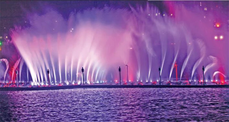AWS Large Programming Water Fountain Colorful RGB Led Light Musical Floating Fountain Outdoor DMX512