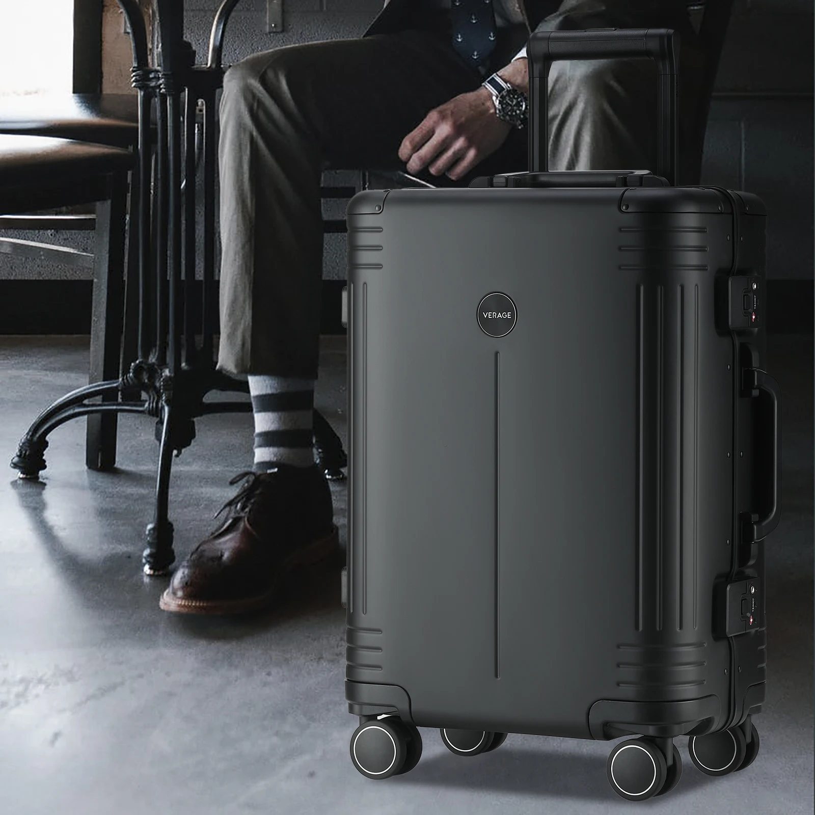 VERAGE New Arrival Metallic Aluminum durable Magnalium spinner Wheels Luggage Suitcase for travel Large Capacity carry on
