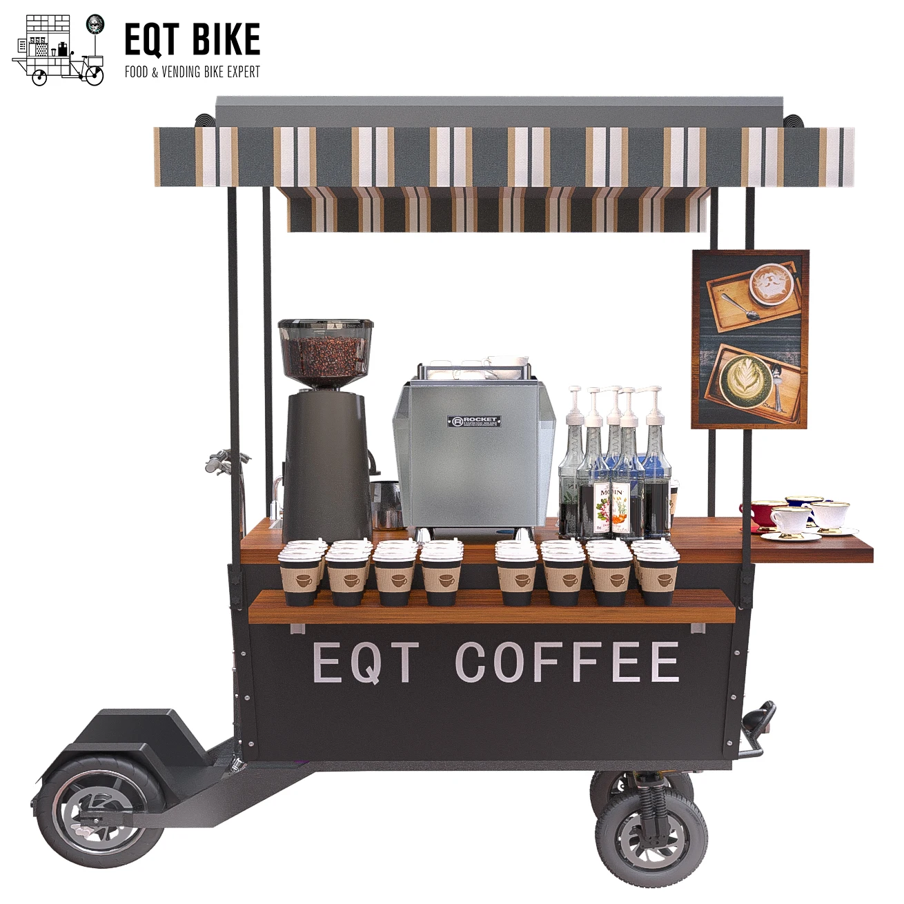EQT Business Cart for Street Sale Cargo Skate Electric Coffee Bike Skate Electric Tricycle Scooter