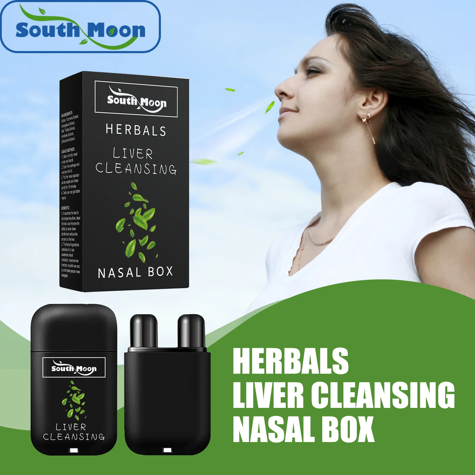 Herbal Liver Cleansing Nasal Box Relieve Congestion Improve Breathing Remove Body Toxins Lung Inhaler