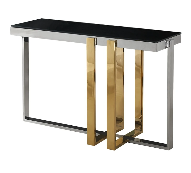 
Hot Sales clear glass Top gold sideboards end table console Table For Living Room, Modern Cocktail Table 