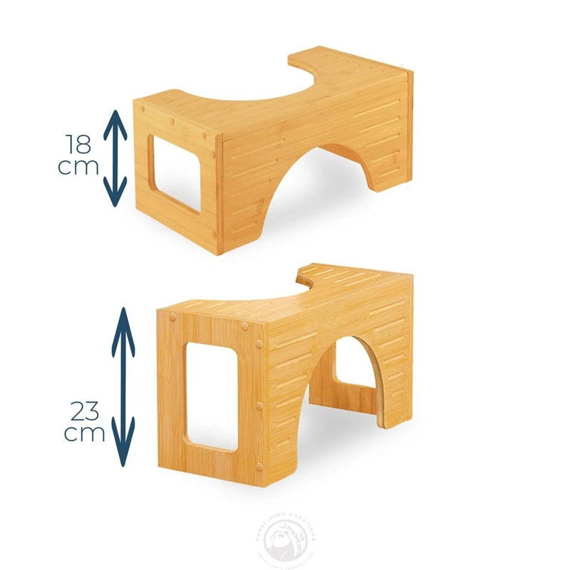 Custom Collapsible Toilet Stool Squatty Potty Bamboo for Bathroom Foldable Poop Stool Non-Slip Toilet Step Stool for Adult