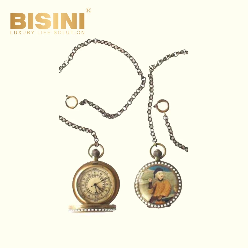 The samurai design nostalgic decoration retro baubles Vintage Portable watch with a chain and a lid