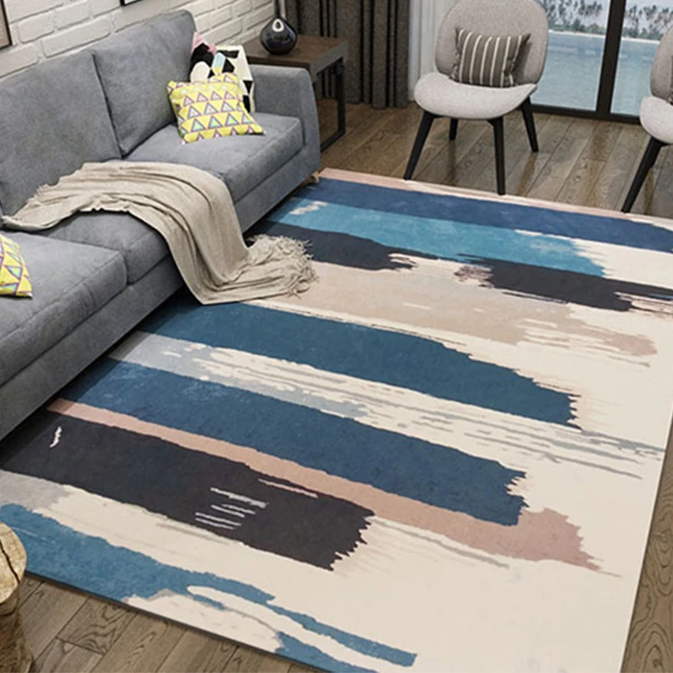 Factory Direct Sell Low Price Geometric Style Printed Floor Custom Nordic Bedroom Carpet