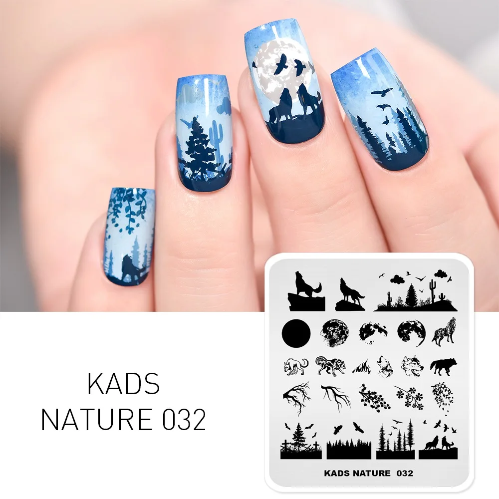 KADS Nail Stamping Templates Sun Moon Stars Pattern Design Stainless Steel Nail Stamping Plate