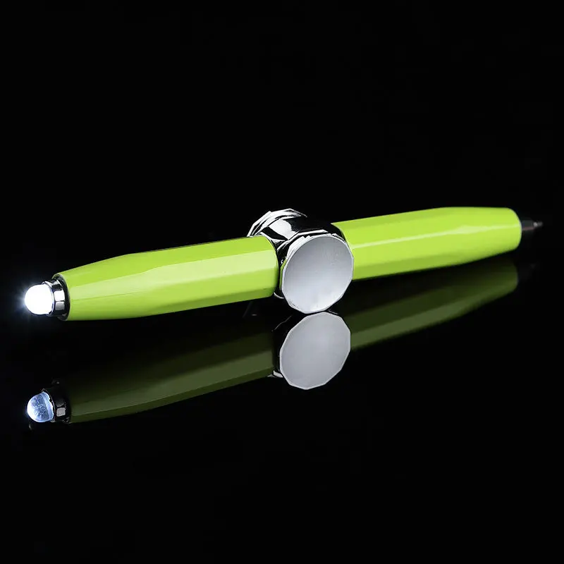 Newest Stress Reducer Thinking Ballpoint Pen Help Thinking Anti Anxiety Gift Fidget Pen Multifunctional LED Fidget Spinner