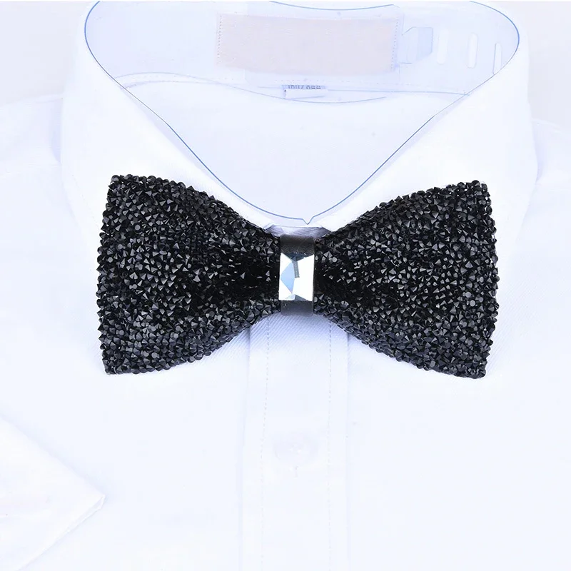 RhinestonBow Tie For Men Shining Crystal Collar Bowtie Luxury Wedding Banquet Party Bling Butterfly Knot Bridegroom Bow Ties
