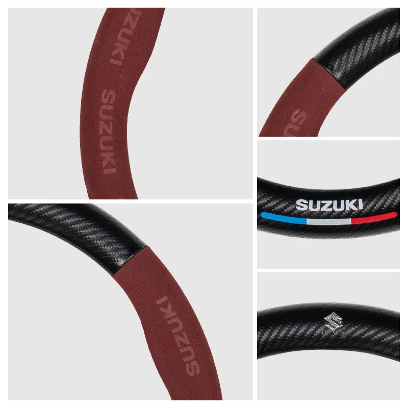 Microfiber Leather Sporty Steering Wheel Cover Black Sports Custom Logo OPP 15 Car Accessories Interior Sports Wheels for Truck