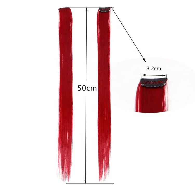 One Piece Clip In Hair Extension Synthetic Multi-colors Party Highlights Colorful Silky Straight One Clip Hair Extension