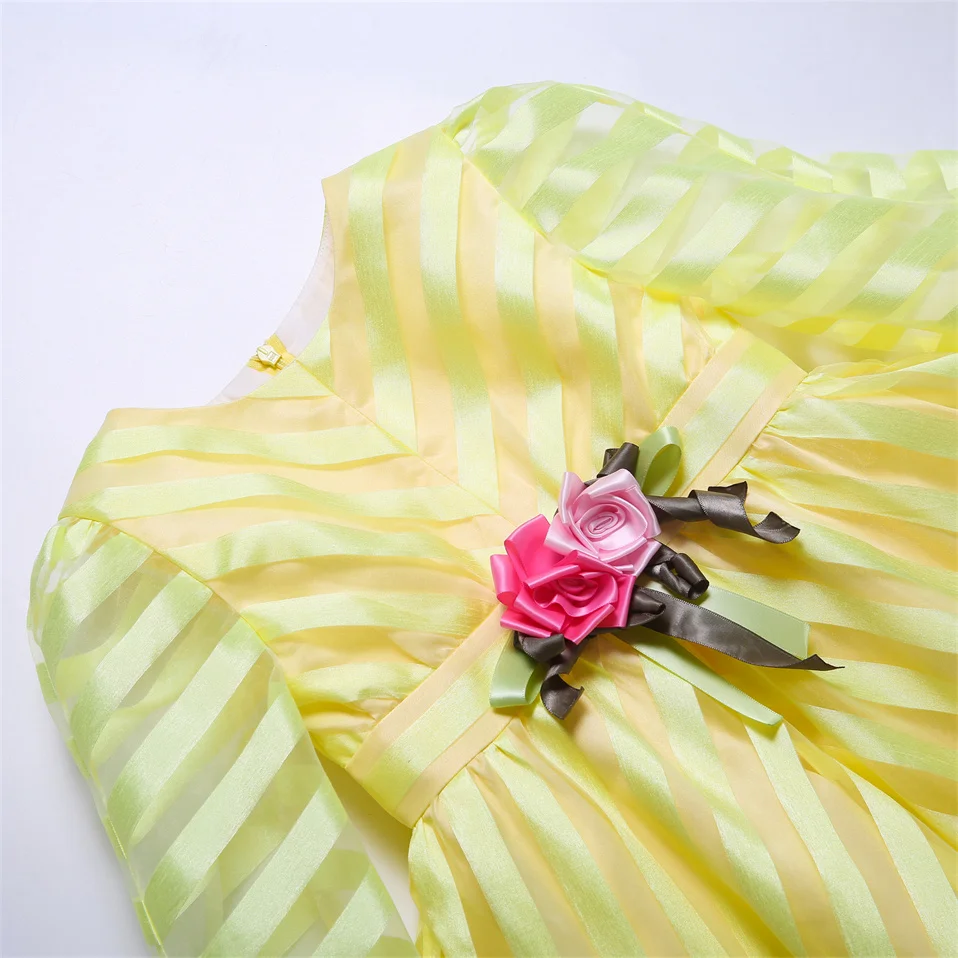 Pettigirl Wholesale Dress Children Prom Yellow Elegant Birthday Tulle Kids Girl Summer Gorgeous Clothing Set 2 3 4 5 6 8 10 12Y