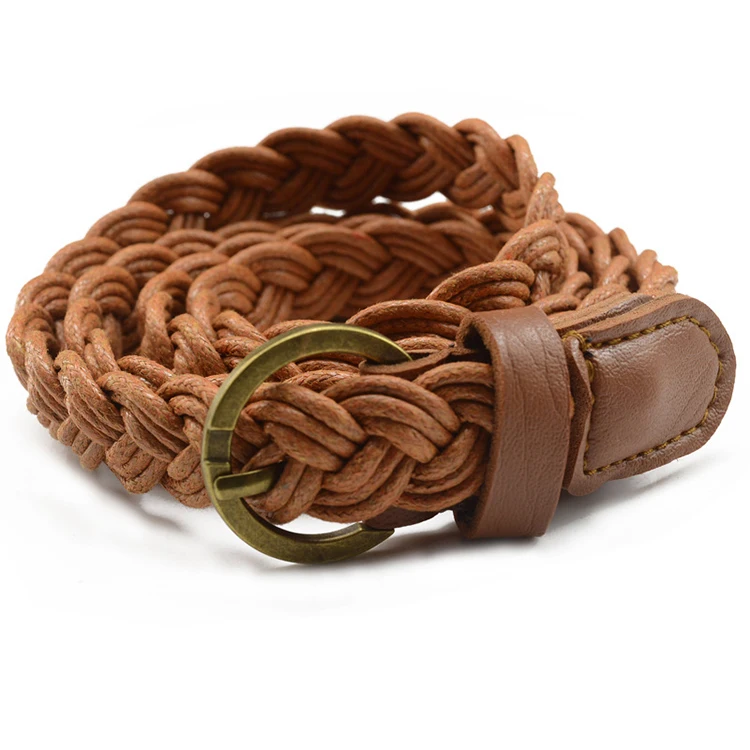 Factory Price Wholesale Fashion Western Belt Braided PU Leather Belt For Women