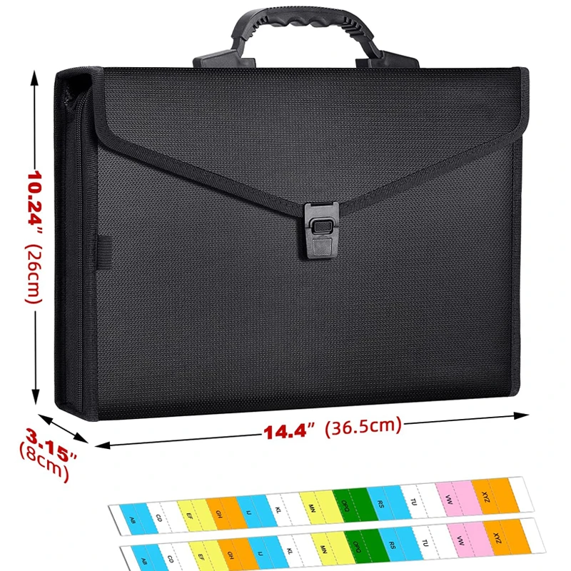 A4 Zipper Expanding File Folder Filing Briefcase Fireproof Waterproof Accordion Organizer Bag