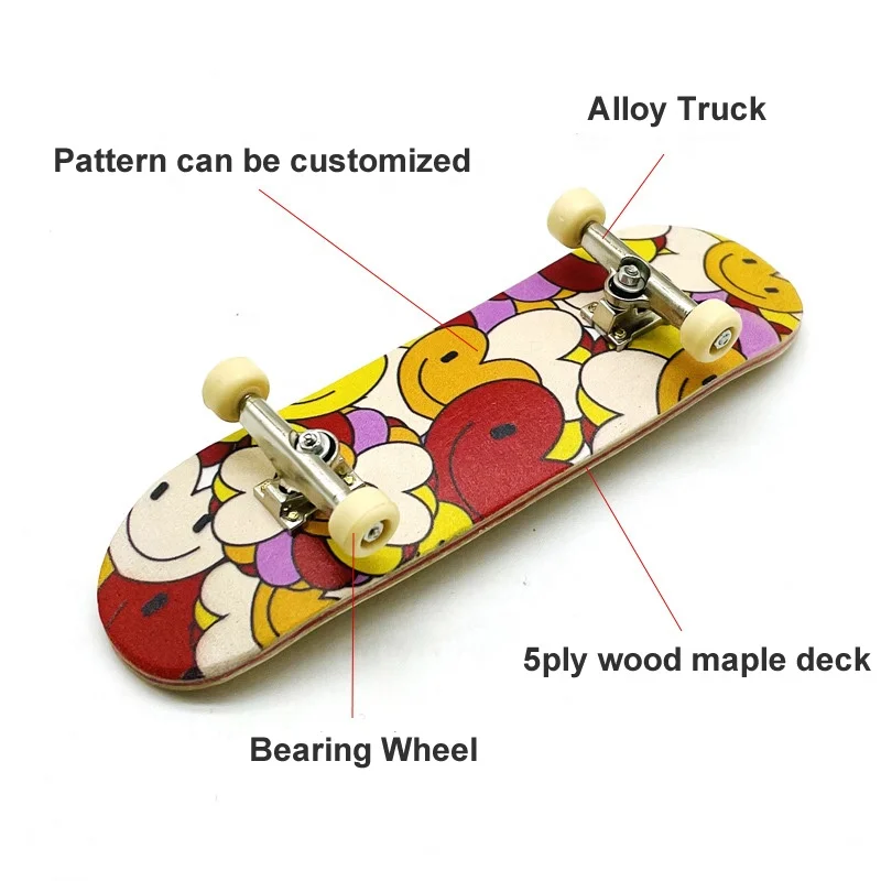 Professional Fidget Mini Wooden Custom Tech Deck Fingerboard Finger Skateboard Finger Board Heat Transfer Printing Complete Toy